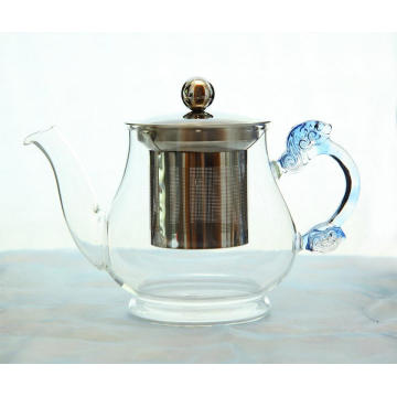 Модный дизайн с фильтром и ручкой из нержавеющей стали Borosilicate 400ml Glass Tea Pot